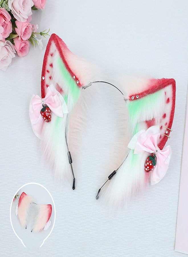 Faylay Women Furry Cat Ear Animal Ears Headband Ribbon Decor (CMME) - Image 3